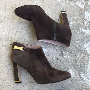 Kate Spade Dark Brown Heeled Boots with Gold Details